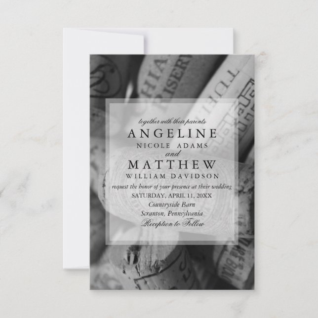 Rustic Wine Cork Wedding Invitation (Front)