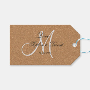 Rustic Wine Cork Wedding Monogram Gift Tags