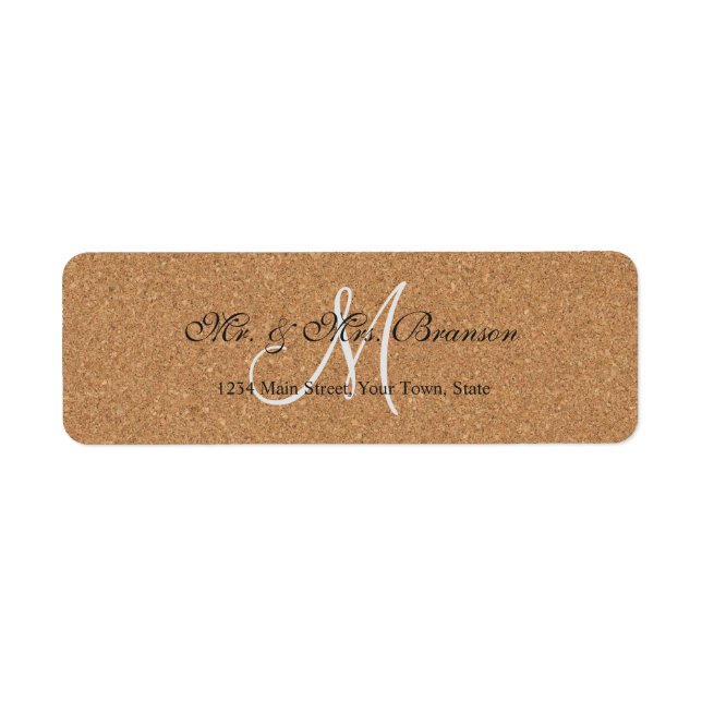 Rustic Wine Cork Wedding Monogram Label (Front)