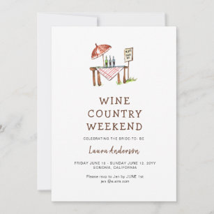 Rustic Wine Country Bachelorette weekend  Invitation