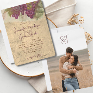 Rustic Wine Country Wedding Couples Photo Invitation