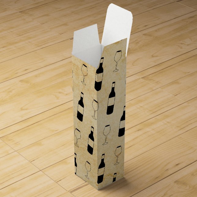 Rustic Wine Gift Box - Black and Gold (Opened)