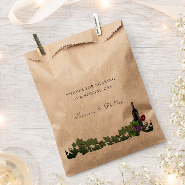 Rustic Wine Grapevines Winery Wedding Favor Bag (Clipped)