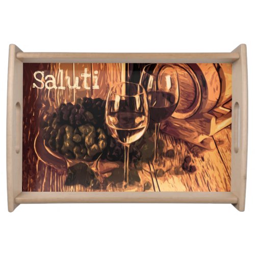 Rustic Wine  Italian Cheers _ Saluti Serving Tray