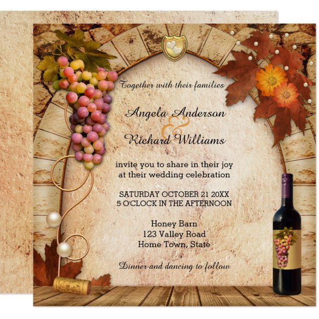 Rustic Wine Or Vineyard Theme Wedding Invitation