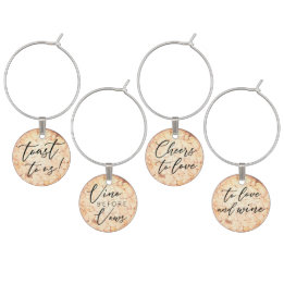 Rustic Wine Tasting Bridal Shower Cork Script Charm