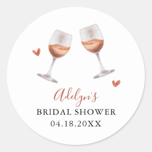 Rustic Wine Tasting Bridal Shower Favor   Classic Round Sticker