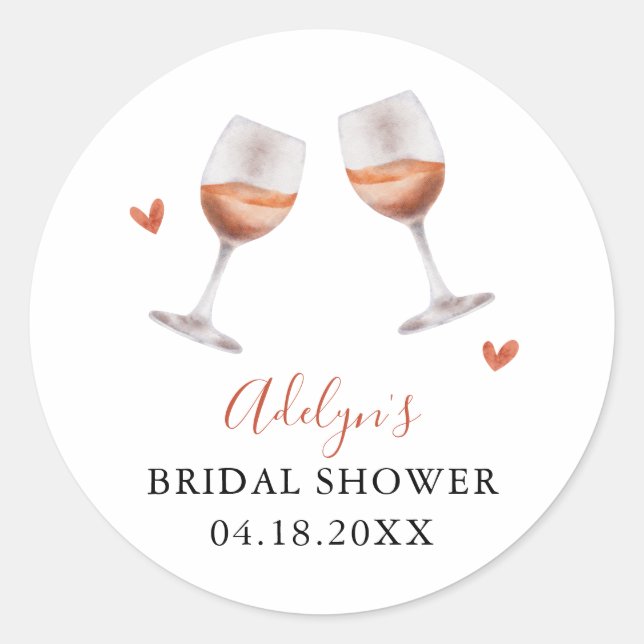 Rustic Wine Tasting Bridal Shower Favor   Classic Round Sticker (Front)