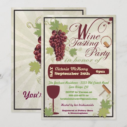 Rustic Wine Tasting Party Invitations