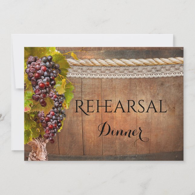 Rustic Wine Themed Rehearsal Dinner Invitation (Front)