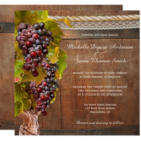Rustic Wine Themed Vineyard Wedding Invitation Rustic Wine Themed Vineyard Wedding Invitation
