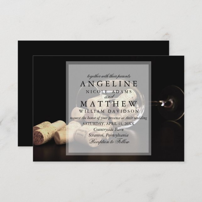 Rustic Wine Themed Vineyard Wedding Invitation (Front/Back)