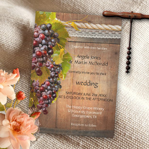 Rustic Wine Themed Vineyard Wedding Invitation