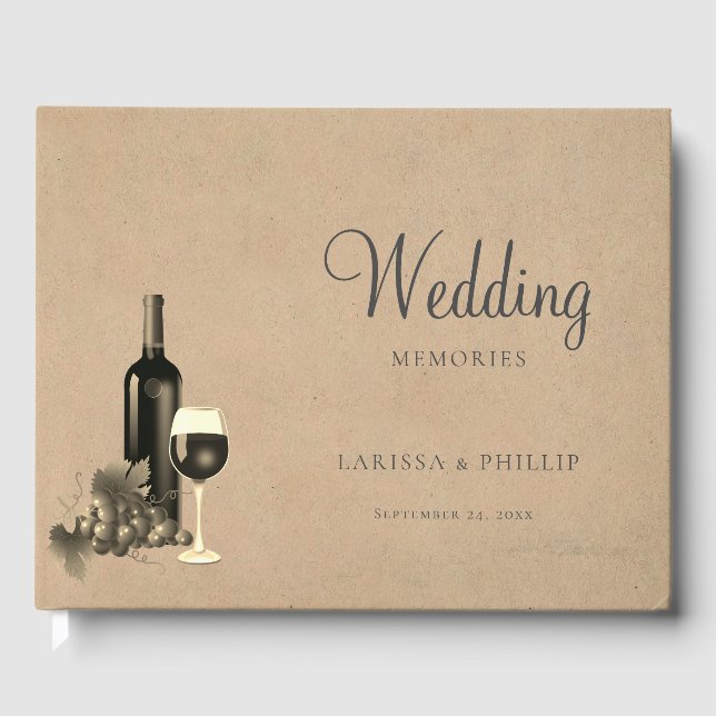 Rustic Wine Vineyard  Wedding  Guest Book (Front)