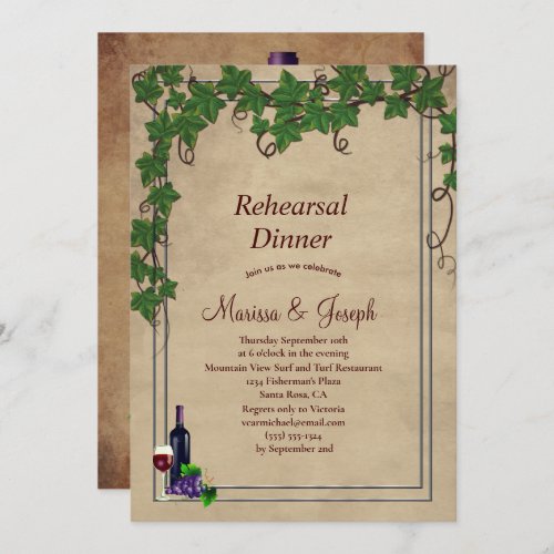 Rustic Wine Vineyard Wedding Invitation