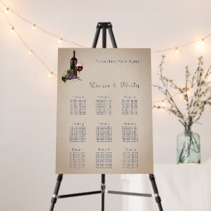 Rustic Wine Vineyard  Wedding Seating Chart Foam Board