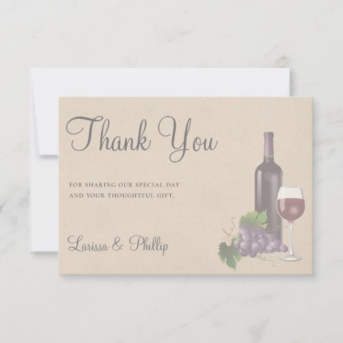 Rustic Wine Vineyard  Wedding  Thank You Card