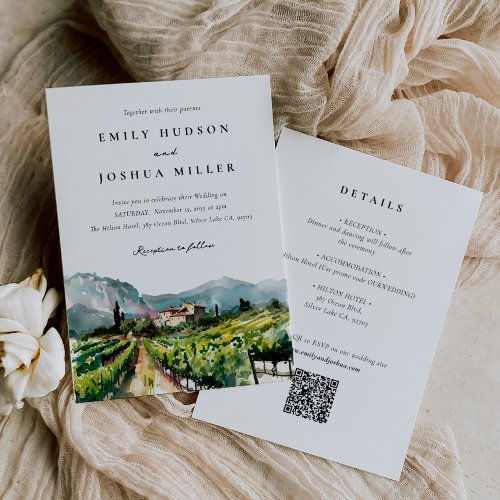 Rustic Winery All in One Wedding Invitation