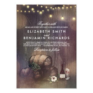 Winery Wedding Invitations Zazzle Rustic Winery And String Lights Wedding Invitation