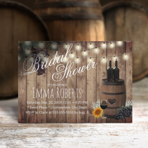 Rustic Winery Country Wine Barrel Bridal Shower Invitation