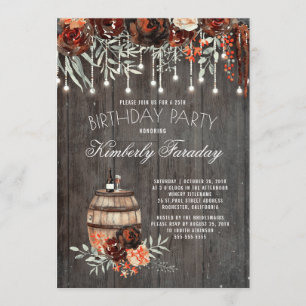 Rustic Winery Floral Lights Birthday Party Invitation