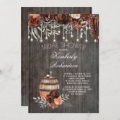 Rustic Winery Floral Lights Burgundy Bridal Shower Invitation (Front/Back)