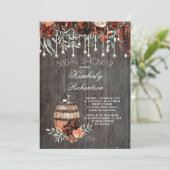 Rustic Winery Floral Lights Burgundy Bridal Shower Invitation (Standing Front)