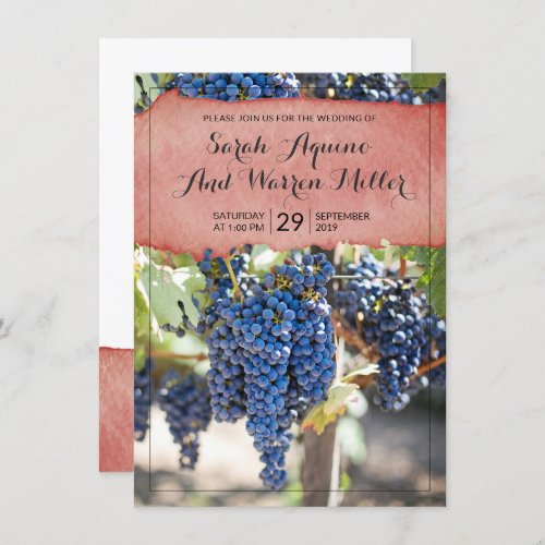 Rustic Winery Grape Vines Wedding Invitation