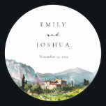 Rustic Winery Landscape Wedding Classic Round Sticker<br><div class="desc">Rustic Winery Landscape Wedding Classic Round Sticker</div>