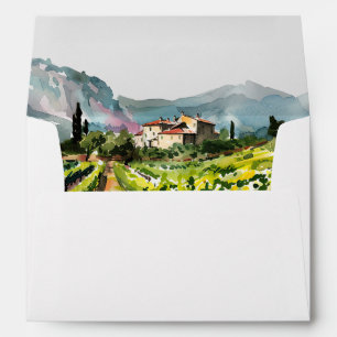 Rustic Winery Landscape Wedding Envelope