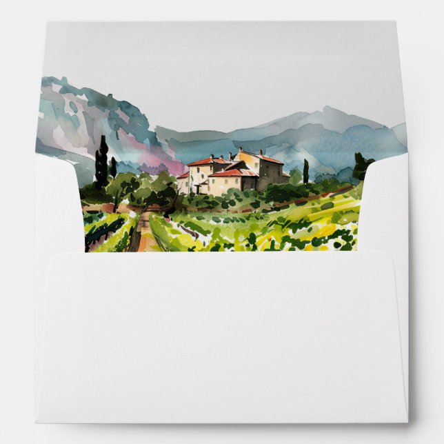 Rustic Winery Landscape Wedding Envelope (Back (Bottom))