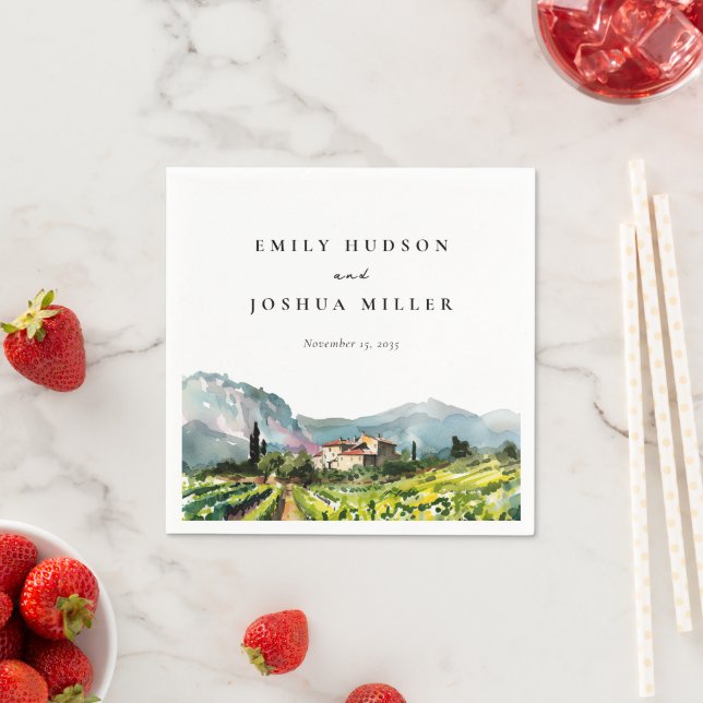 Rustic Winery Landscape Wedding Napkins (Insitu)