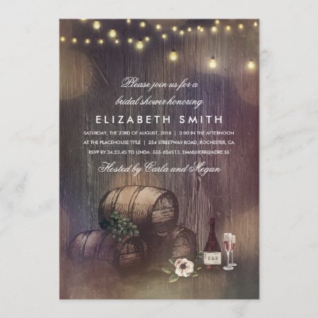 Rustic Winery Lights Wine Tasting Bridal Shower Invitation