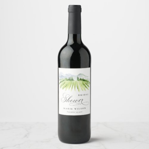Rustic Winery Vineyard Mountain Bridal Shower Wine Label