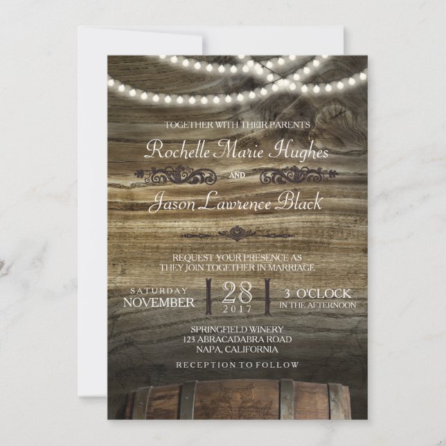 Rustic Winery Wedding Invitation (Front)