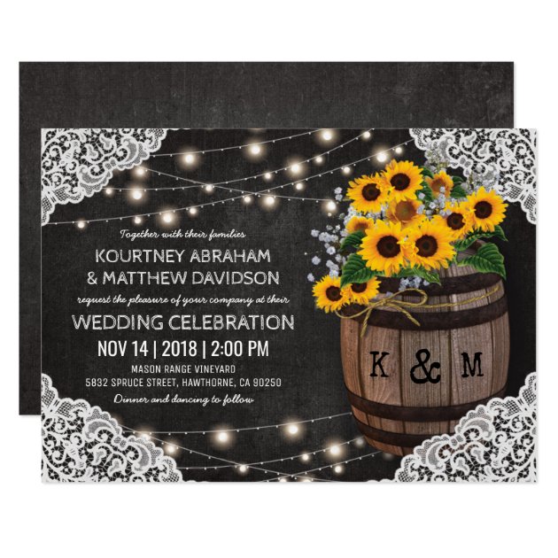Rustic Winery Wedding Invitation | String Lights