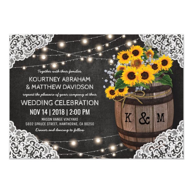 Rustic Winery Wedding Invitation | String Lights