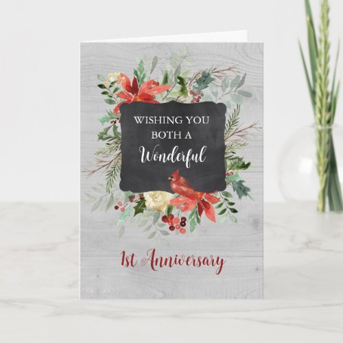 Rustic Winter 1st Wedding Anniversary Card