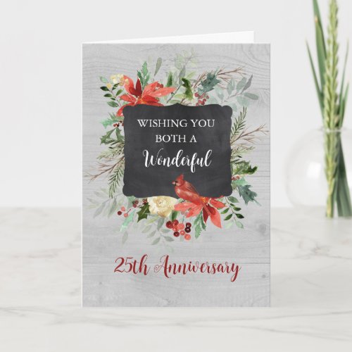 Rustic Winter 25th Wedding Anniversary Card