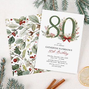Rustic Winter 80th Birthday Invitation