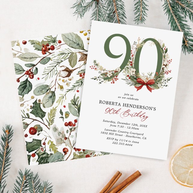 Rustic Winter 90th Birthday Invitation (Creator Uploaded)