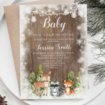 Rustic Winter Animals Woodland Boy Baby Shower Invitation