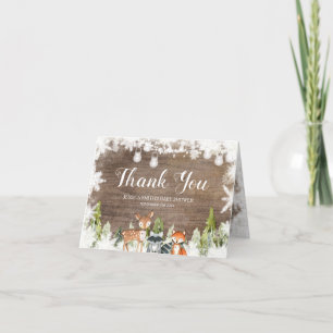 Rustic Winter Animals Woodland Folded Letterpress Thank You Card