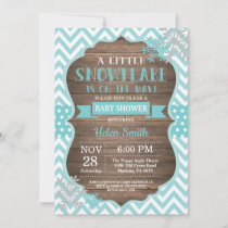 Rustic Winter Baby Shower Aqua Snowflake Invitation