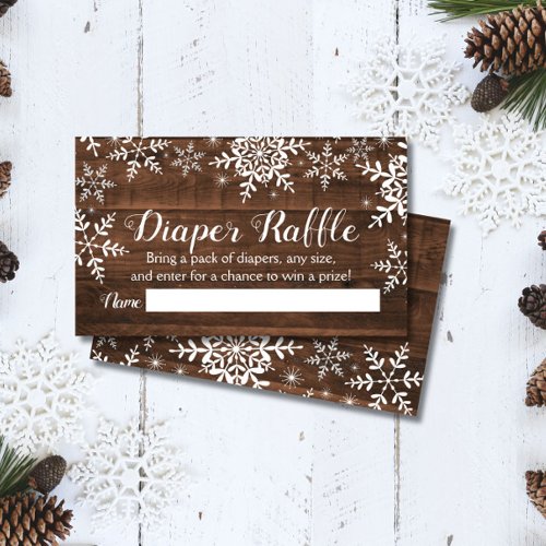 Rustic Winter Baby Shower Diaper Raffle Ticket Enclosure Card