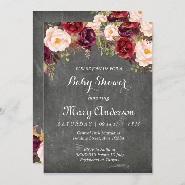 Rustic Winter Baby Shower Invite (Front/Back)