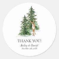 Rustic Winter Baby Shower Round Favor Stickers