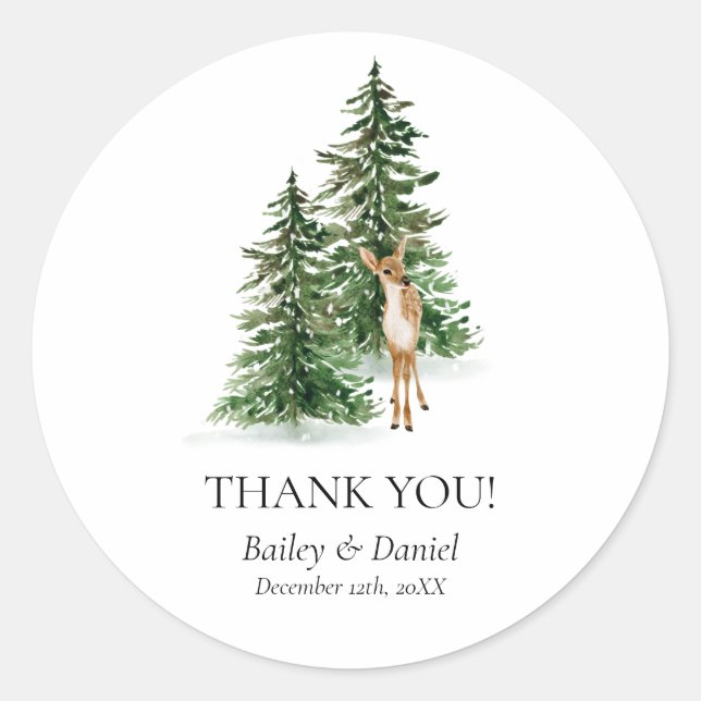 Rustic Winter Baby Shower Round Favor Stickers (Front)