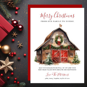 Rustic Winter Barn Christmas Holiday Card
