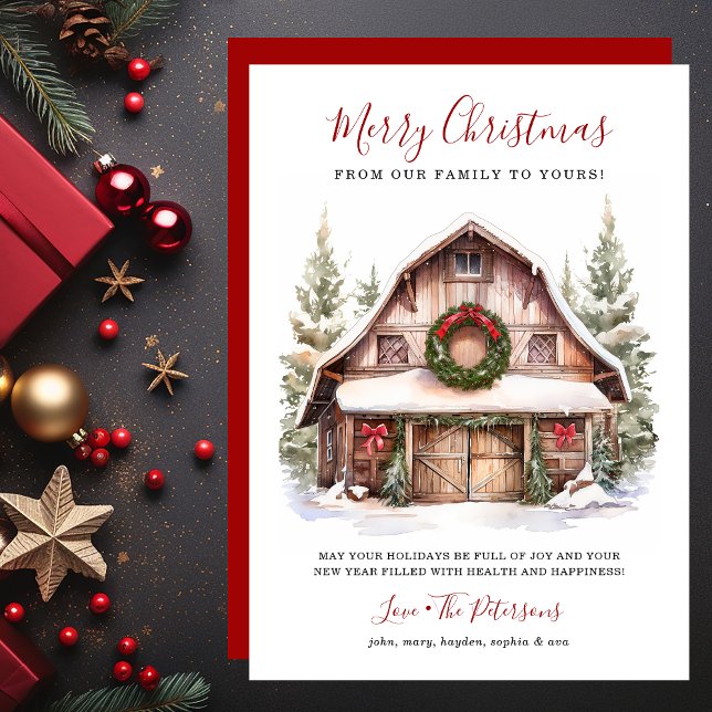 Rustic Winter Barn Christmas Holiday Card (Creator Uploaded)